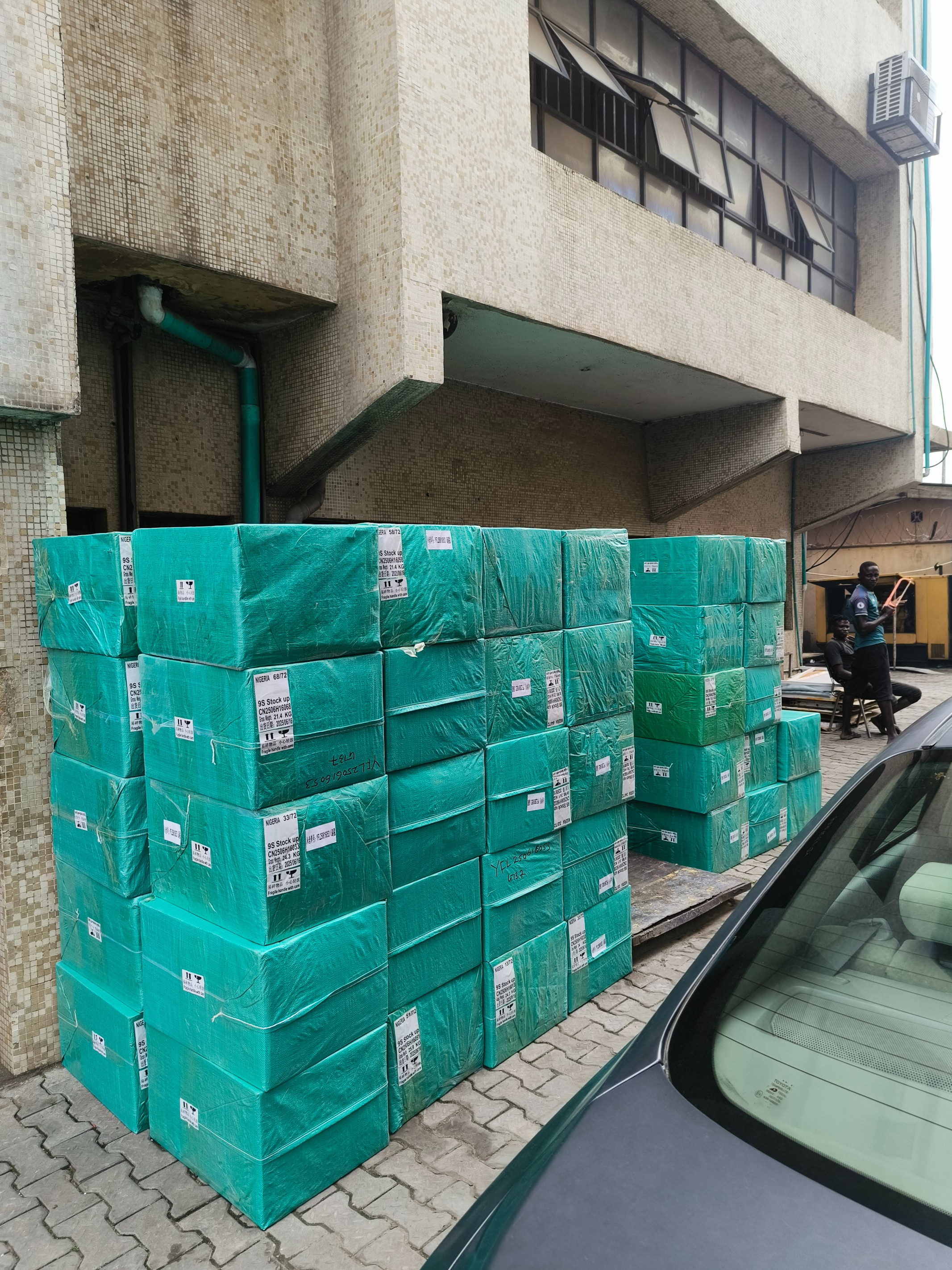 Stacked cargo wrapped and ready for clearance and dispatch